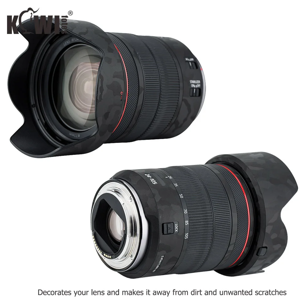 Anti-Slide Lens and Lens Hood Cover Film For Canon RF 24-105mm F4L IS USM Lens & EW-83N Lens Hood Skin 3M Sticker Shadow Black