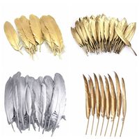 Wholesale Gold Silver Dipped Goose Feather Duck Pheasant Feathers for Crafts Wedding Feathers Decoration Carnaval Accessoires