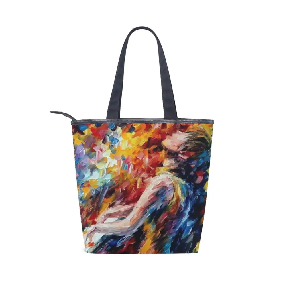 

Ladies Handbags Canvas Tote Bag Oil Painting Shoulder Shopper Bags for Women 2020 Eco Foldable Reusable Shopping Bags Grocery