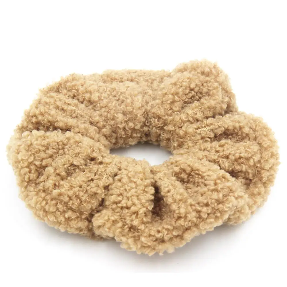 Furling Girl Faux Fur Hair Rope Cute Teddy Bear Velvet Scrunchies Elastic Hair Band Girl\'s Hair Tie Accessories Ponytail Holder