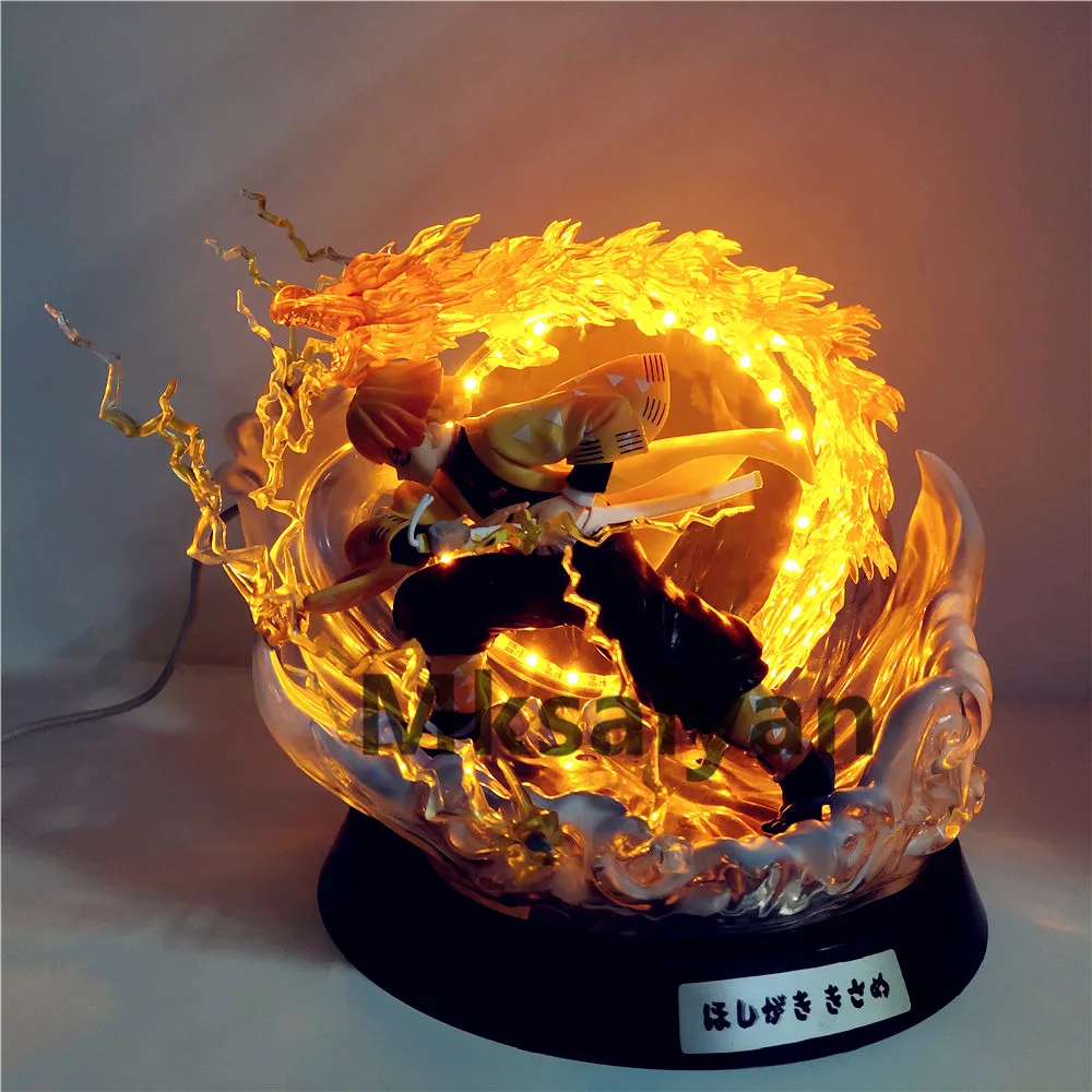 Demon Slayer รูป Zenitsu Thunderclap LED ของเล่น PVC Kimetsu ไม่มี Yaiba รุ่น Kimetsu ไม่มี Yaiba การกระทำ Figma Flash Effect ตุ๊กตา