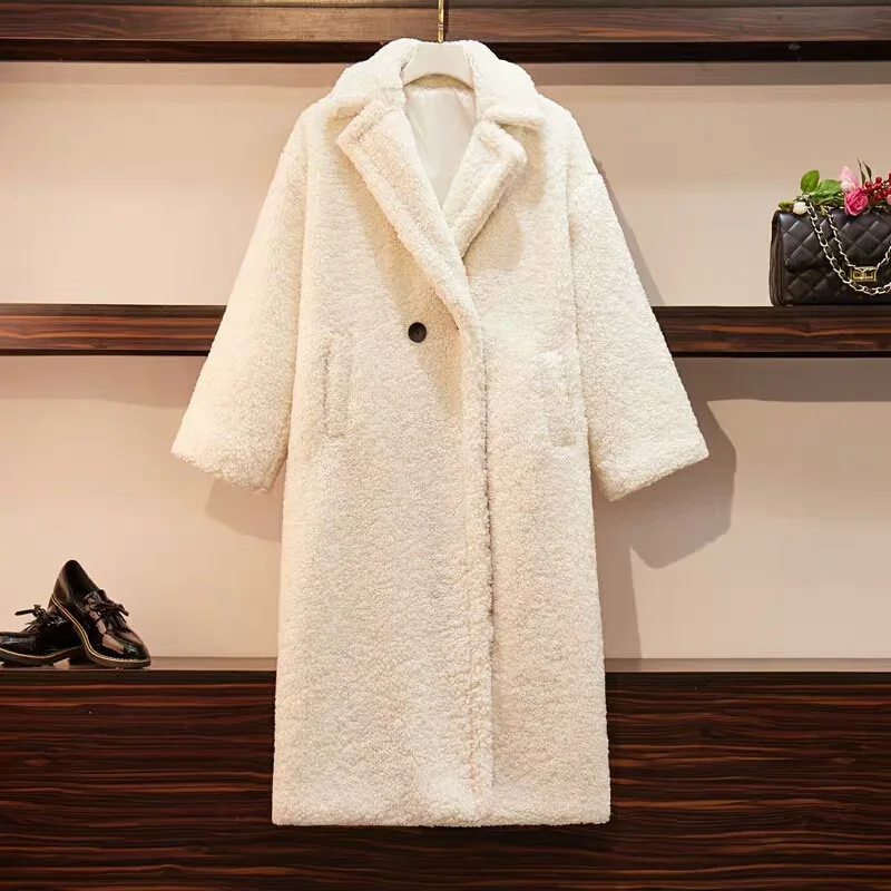 

2024 New thicked winter coat women with faux fur loose lamb pellet long warm sheep shearling coats especially cold places jacket