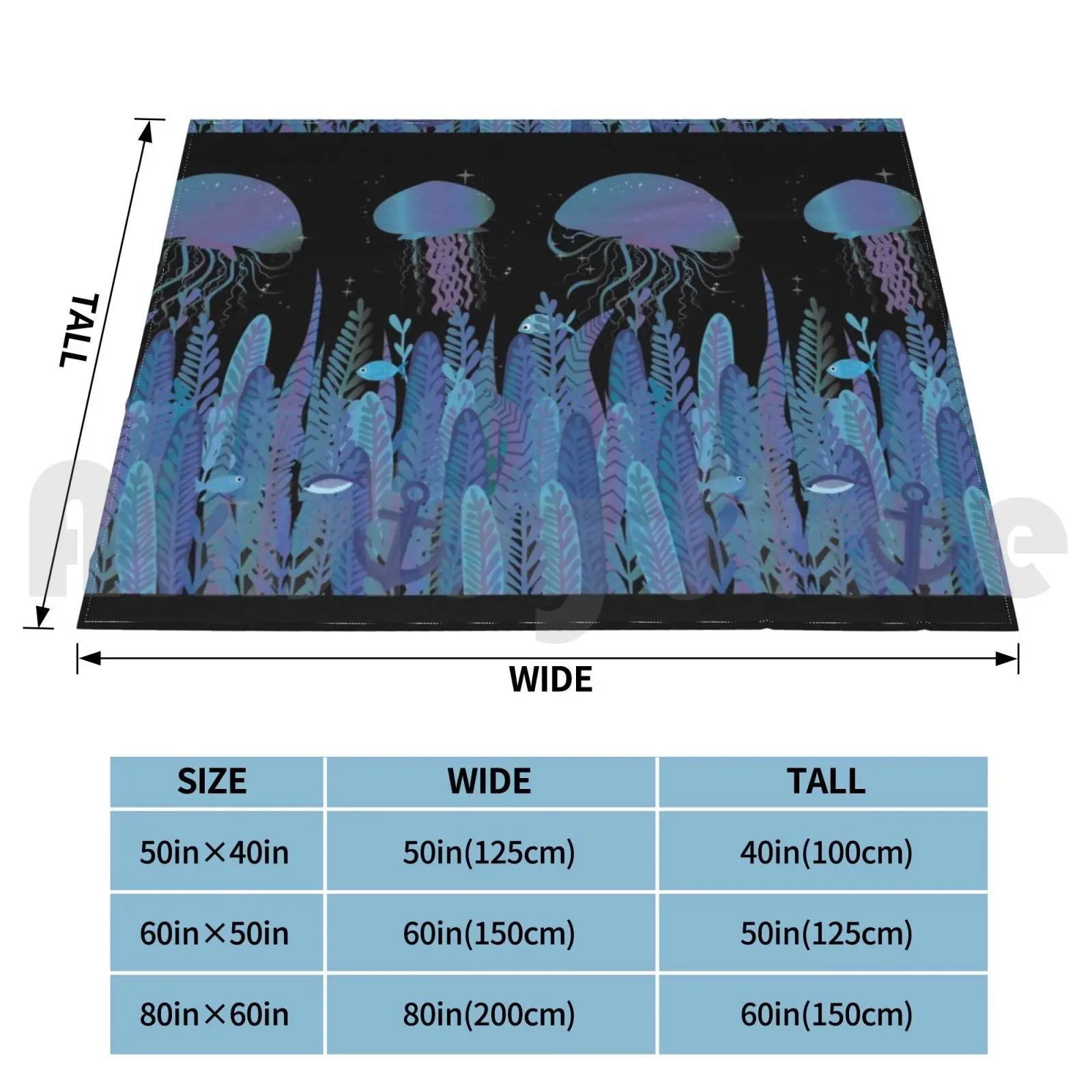 Marine Life Blanket Fashion Custom Sea Ocean Octopus Blue Violet Simple Pretty Cute
