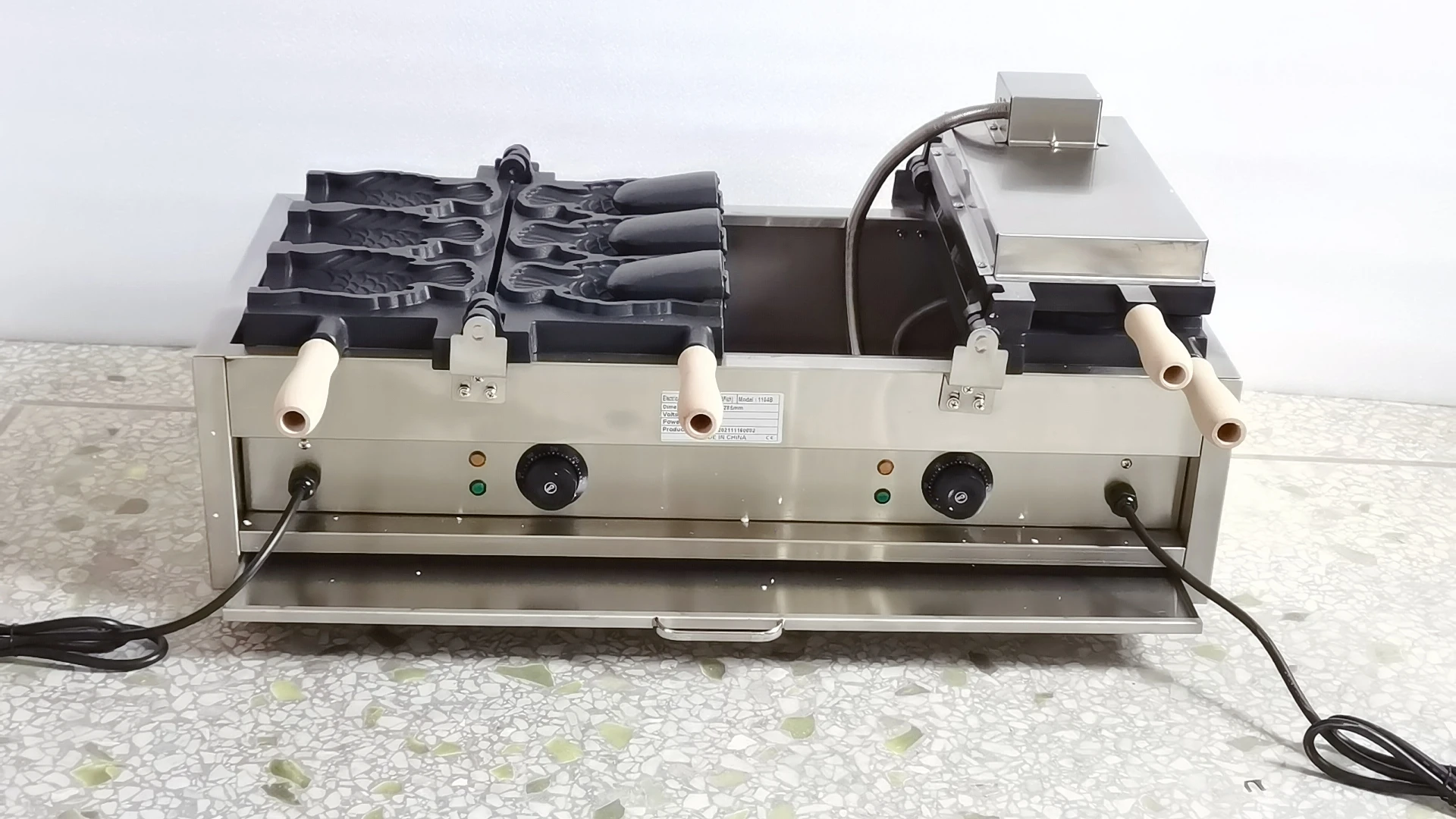 Gaufrier électrique à bouche ouverte, machine à glace Taiyaki, gaufrier de poisson, 110V, 220V, 6 pièces