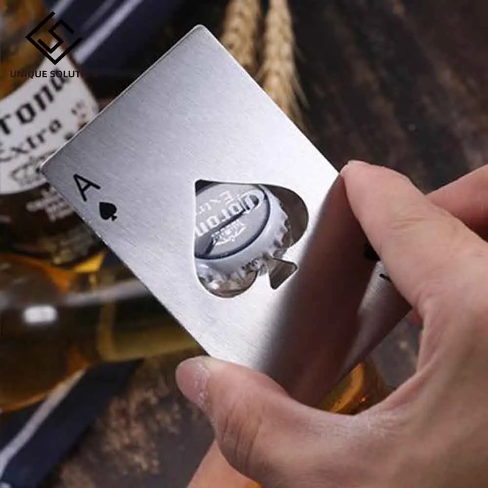 Poker Card Beer Bottle Opener Stainless Steel Wedding Party Banquet Gift Souvenirs Kitchen Dining Bar Tools Table Decor Favors