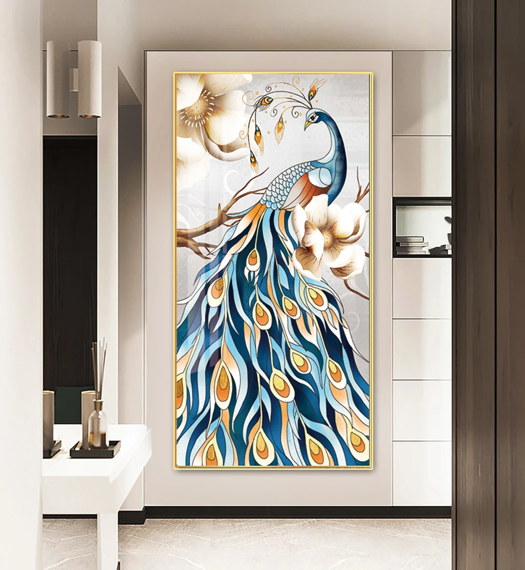 

Luxury Flowers Peacock Painting Canvas Prints Classical Animal Plant Posters Prints Big Size Living Room Wall Art Decor Pictures