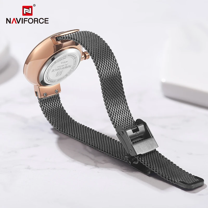 NAVIFORCE-Reloj de pulsera para mujer, accesorio de marca de lujo, creativo, 3D, rosa, informal, femenino, 2019