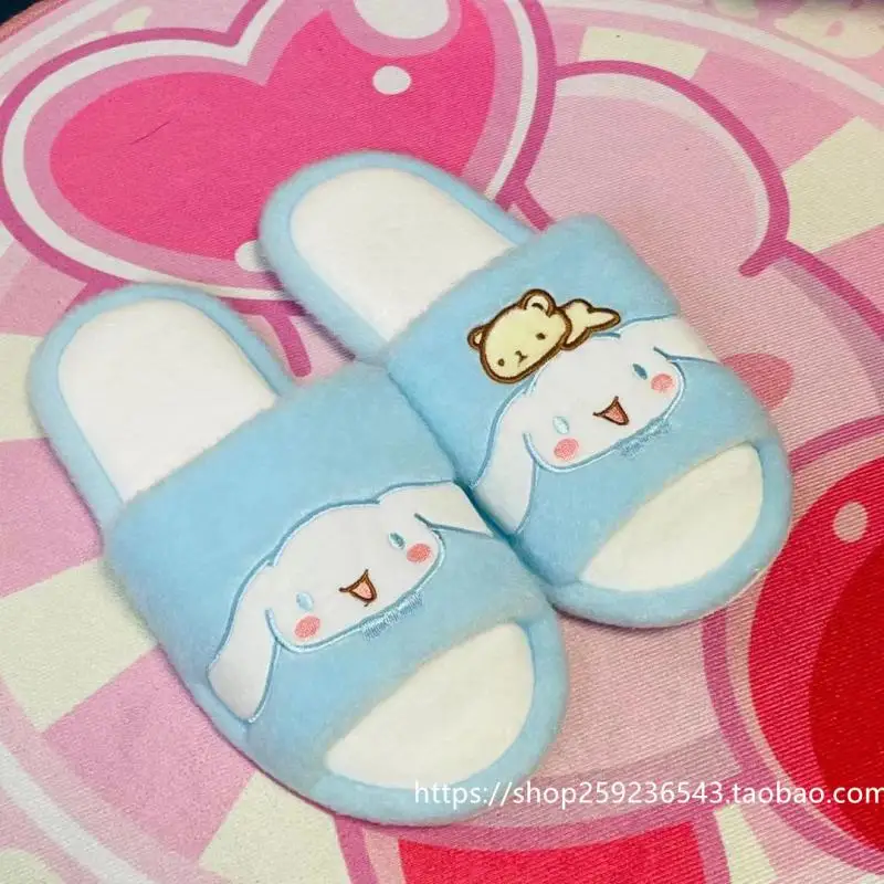 36-39Size Sanrios Cartoon Kawaii Kuromi Mymelody Pompom Purin Cinnamoroll Home Dormitory Slippers Floor Slippers Plush Slippers