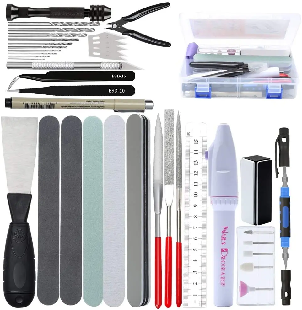 Model Building Tool Set 42 in 1 Combo Accessories Kit Cut Tweezers Pliers for Gundam Military Hobby DIY Grinding Polishing Drill