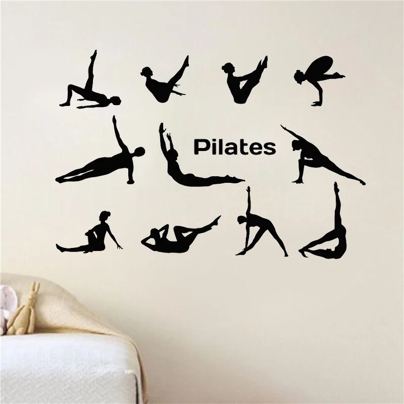 Pilates Posture Wall Sticker Lifestyle Yoga Pose Gymnastics Sport Art Murals Vinyl Wall Decals Girls Room Decoration Wallpaper