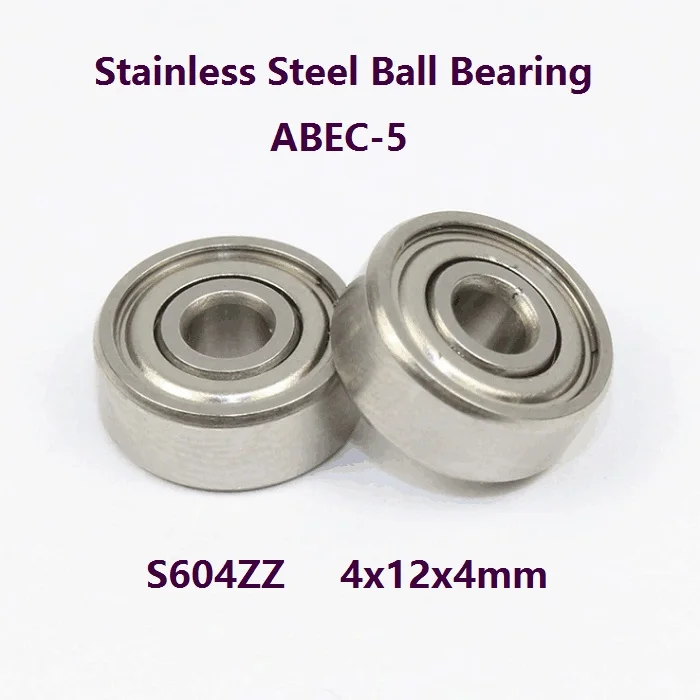 

10/50pcs S604ZZ S604 ZZ ABEC-5 4x12x4mm Stainless steel bearing Deep Groove Ball bearing Double metal shielded cover 604 604ZZ