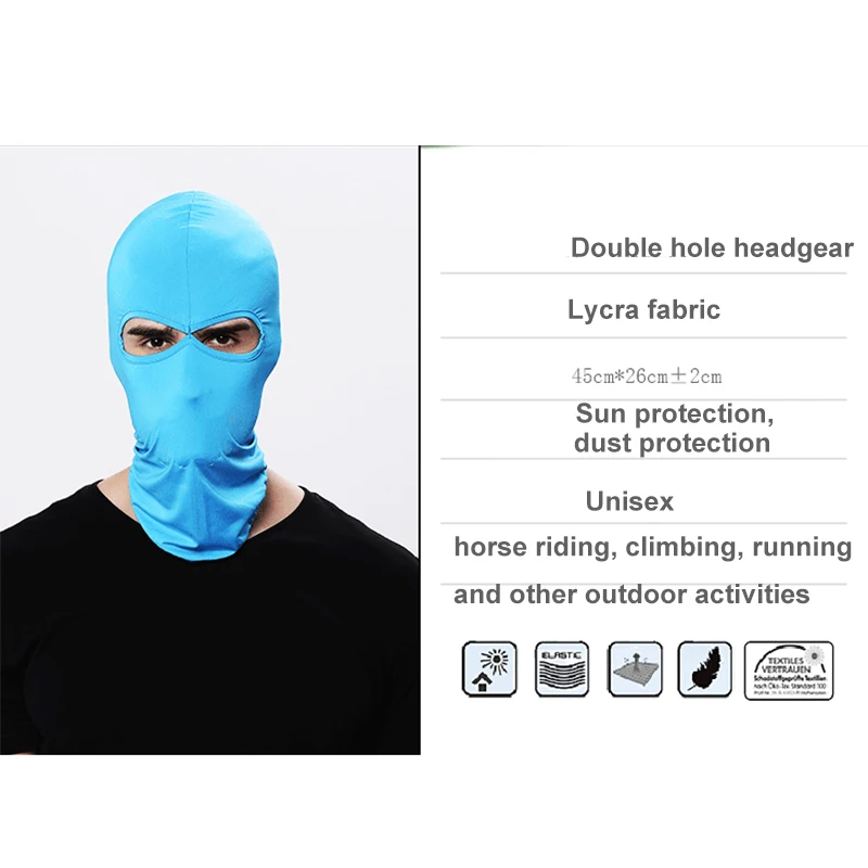 Maschera antipolvere per moto equitazione all'aperto copricapo a doppio foro cappello antivento maschera per copricapo da equitazione all'aperto