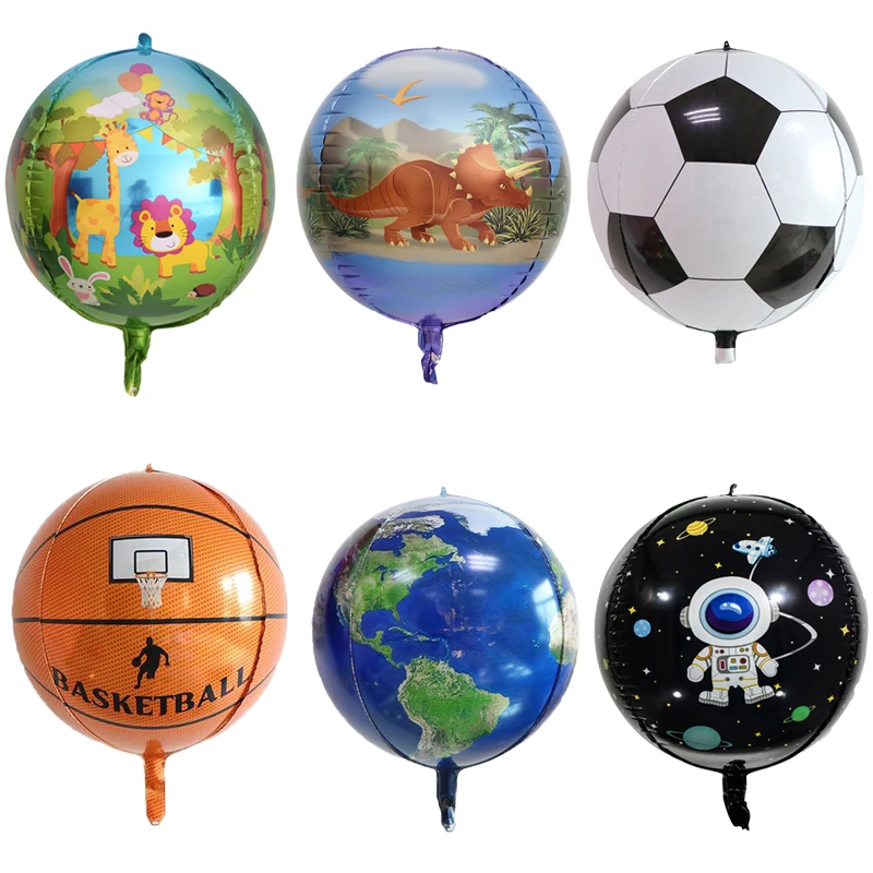 2pcs 4D Football Foil Balloons Stereoscopic Globe Basketball Children's Birthday Party Decoration Kid's Children's Day Gifts