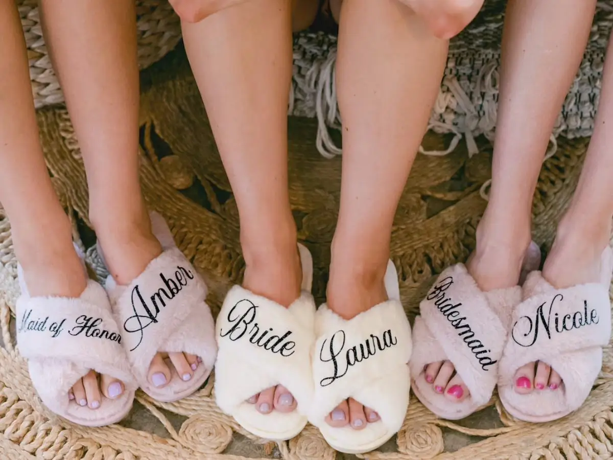 Zapatillas de novia, recuerdo de fiesta, dama de honor, juego de zapatillas de boda personalizadas, zapatillas de boda, de viaje para mujer y Niña