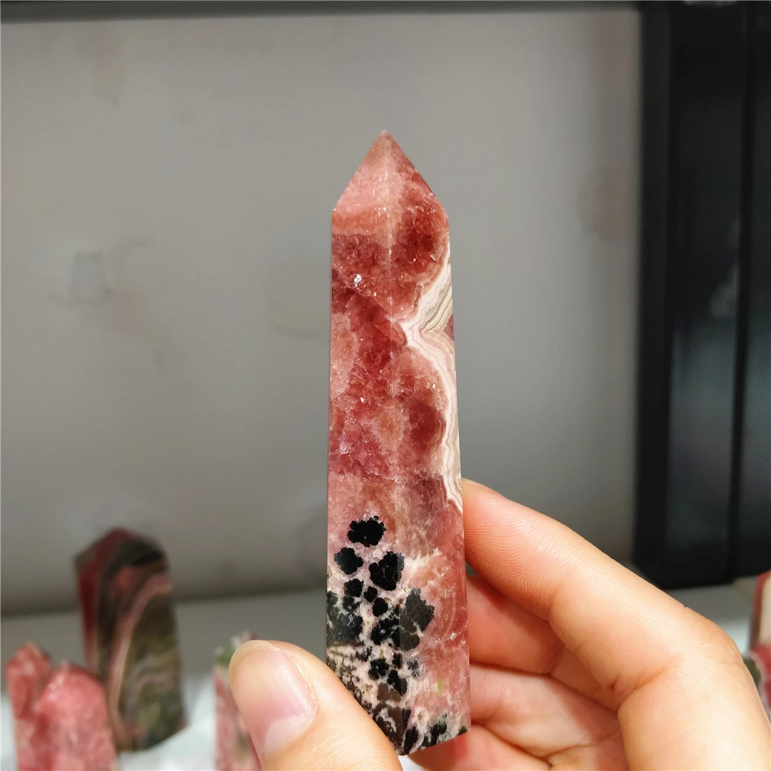 Natural Minerals Gemstones Rhodochrosite Crystal Energy Wands Chakra Points Symbol Of Love Gifts For Wife Fine Jewels Decoration