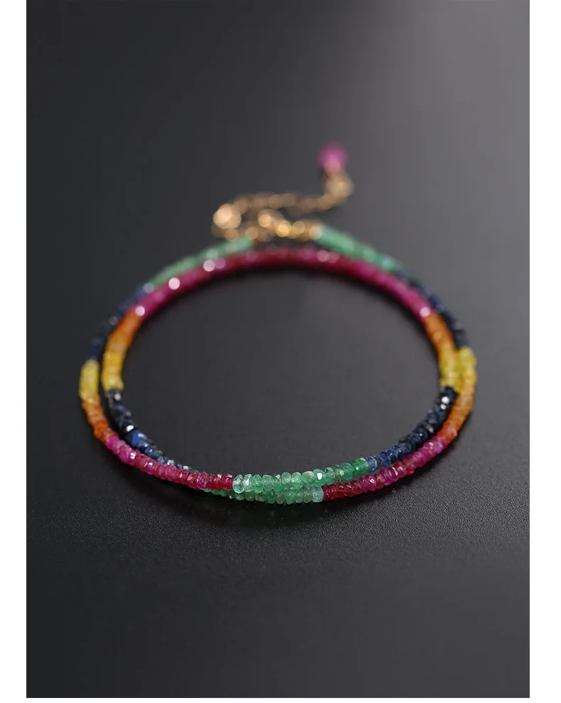 one set Ruby/Sapphire/Emerlad roundel faceted 3-4mm necklace +bracelet 40cm 16cm wholesale beads FPPJ