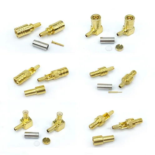 10pcs SMB Male/Female Plug Connectors  Right Angle center window Crimp  For RG316,RG174,LMR100 cable Adapter