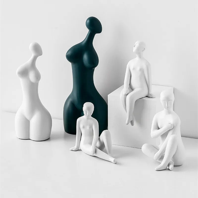 Modern Simple Abstract Human Body Arts Character Figurine Sculpture Ceramics Crafts Woman Figure Statue Home Decoration R2932