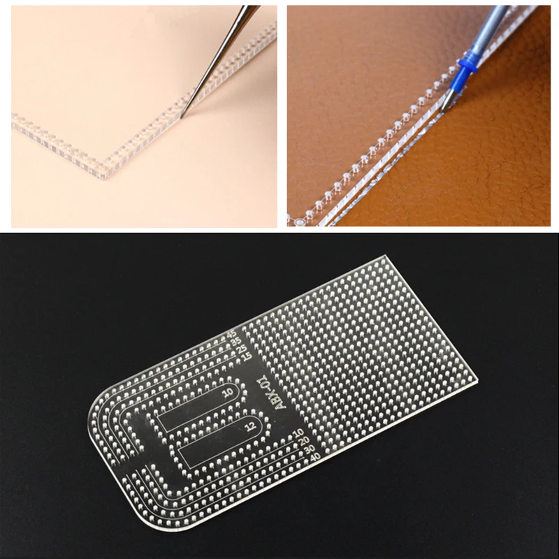 YOMDID Acrylic Punching Positioning Drilling Ruler Leather Craft Patchwork Calculation Template Stencil DIY Sewing Tool