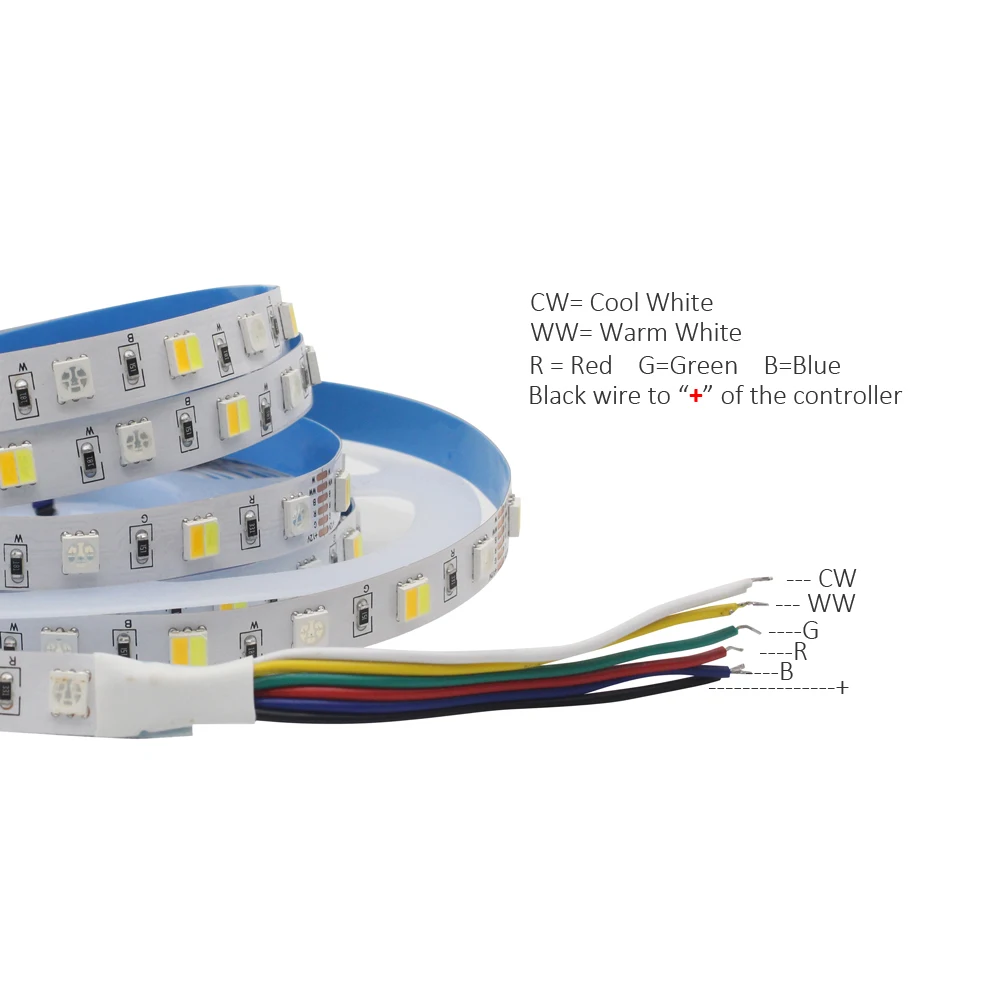 MJJC RGBCCT LED Strip 12V DC 24V 5M Waterproof LED Ribbon Tira SMD 5050 RGBW Light Tape TV Lights Stripe Living Room Decoration