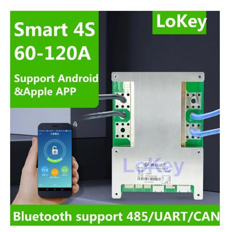 

4S 12V smart BMS 60A 80A 100A 120A Lifepo4 batterys balance board BMS with Bluetooth App and communication UART BMS