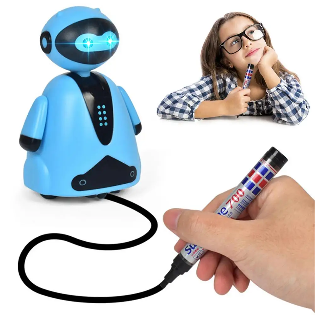 Electric Inductive Robot Toy Creative Originalelectric Robot Car Line Follower Magic Pen Toy Follow Any Line You Draw Kids Gifts