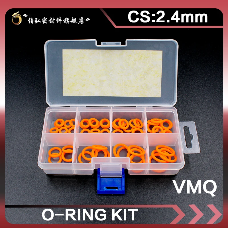 Orange Silicone rubber O-Ring Thickness 2.4mm Ring Seal Silicon Sealing O-rings VMQ Washer oring set Assortment Kit Set O Ring