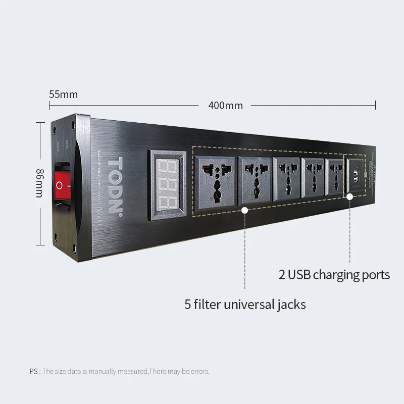 TODN Audio hałas zasilanie prądem zmiennym filtr Power Conditioner oczyszczacz mocy ochrona przeciwprzepięciowa z gniazdami ue listwa zasilająca