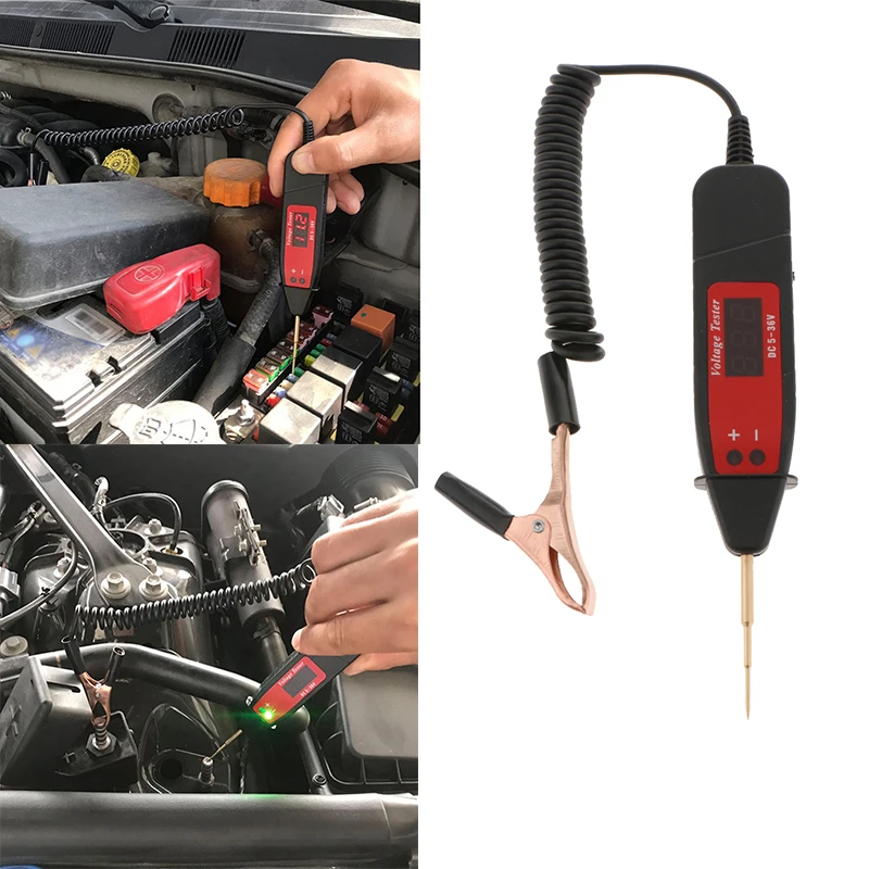 

Car Digital Test Pencil Electric Voltage Tester Waterproof Voltmeter Digital LCD Test Pen With LED Light For RV Motorcycle Truck