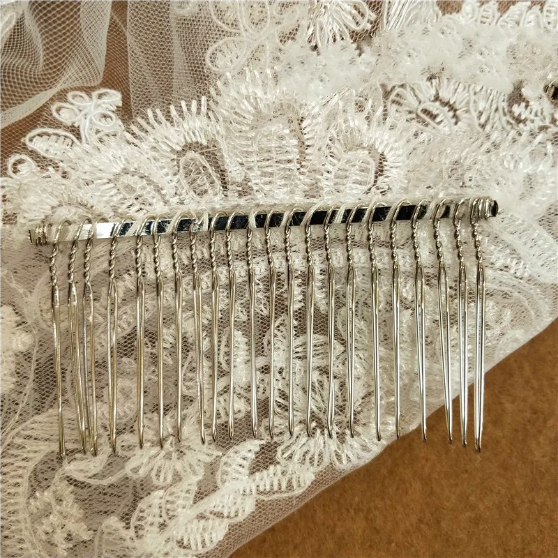 1 Tier Pearl Crystal Beaded Veil Elbow Length Women Bridal Veil With Comb Tulle Beads Veil Wedding Accessories