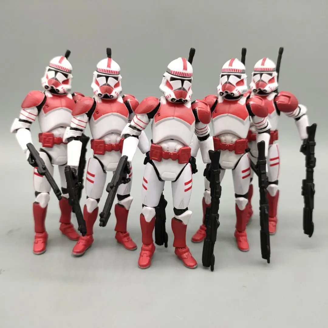 Lot of 5 Star Wars Republic ShockClone Trooper Red White Clone Trooper 3.75" Loose Action Figure view 2