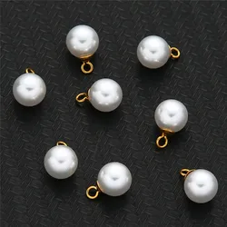 20Pcs/lot Stainless Steel Imitation Pearl Beads Charms Pendant For Jewelry DIY Making Necklace Bracelet Earrings Accessories