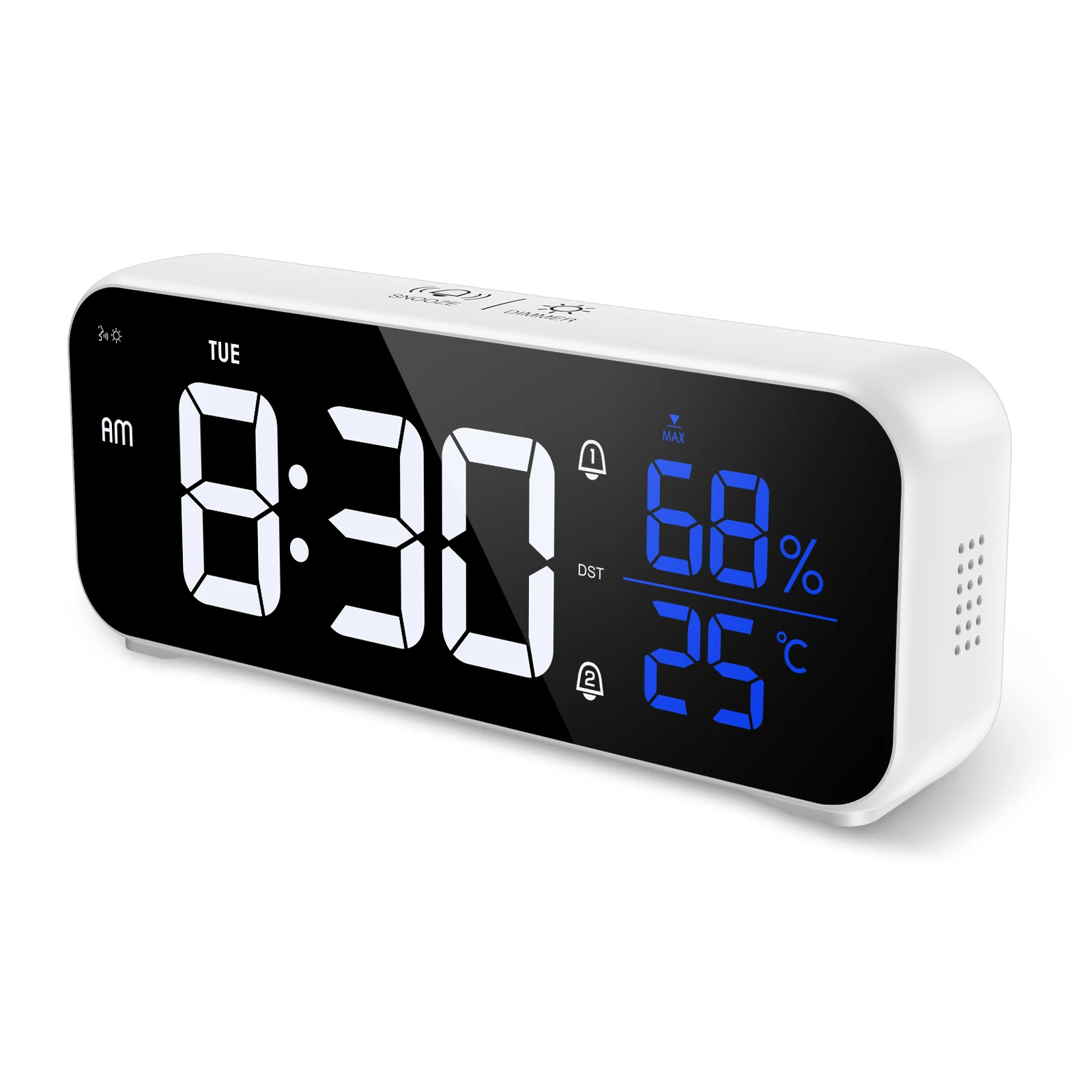 ORIA LED Mirror Alarm Clock Rechargeable Digital Music Voice Clock Desk Clock With Adjustable Brightness for Bedroom Home Office