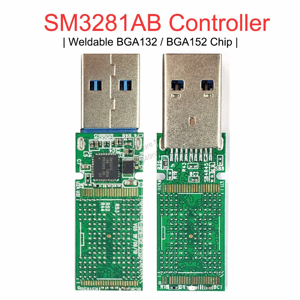 PCBA For NAND Flash USB3.0 Double Weldable BGA132 BGA152 Chip U Disk PCB Controller New DIY SM3281AB U Disk Main Control Board