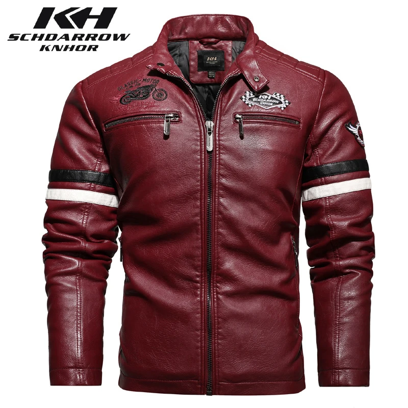 Mens Leather Jackets Men's Spring Autumn Motorcycle Leather Jacket Coat Fashion Embroidery PU Leather Coat Male Jaqueta de couro