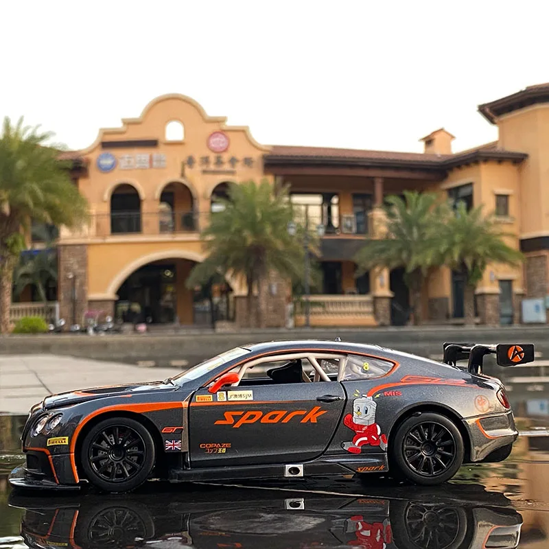 1:24 Bentley Continental GT3 Free Wheeling High Light Sport Racing Car Model Toy Diecast Metal Alloy Miniature Replica