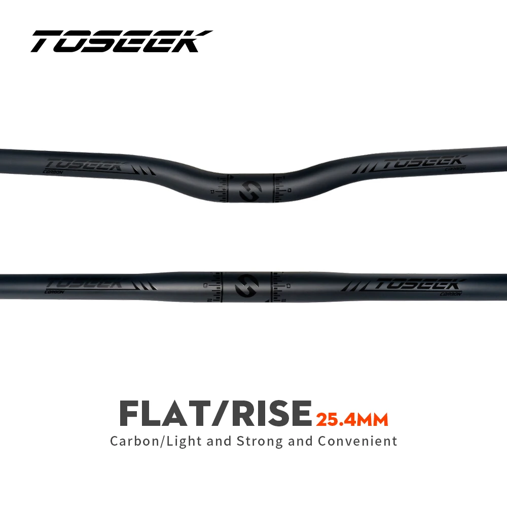 TOSEEK Full Carbon Handlebar 25.4mm Folding Bike Horizontal Handle Bar 400-700MM Matt Black Ultralight Bicycle Straight Handleba