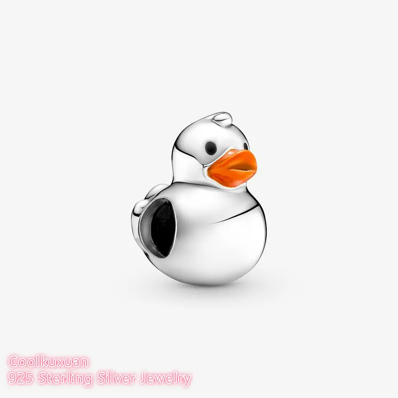 

Original 100% 925 Sterling Silver Polished Rubber Duck Charm beads Fits Pandora bracelets Jewelry Making Autumn