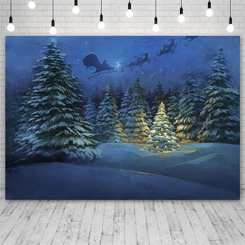 

Avezano Backdrops Merry Christmas Winter Snow Bokeh Pine Santa Background for Photo Studio Photophone Wallpaper Photozone Decor