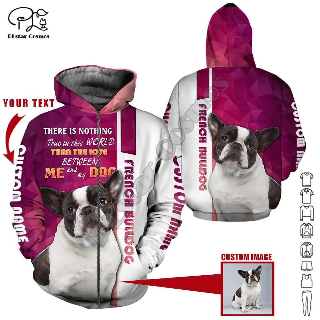 

PLstar Cosmos Cute French Bulldog 3D Printed Animal Hoodies Sweatshirts Zip Hooded For Men And Women Casual Streetwear Style-F20