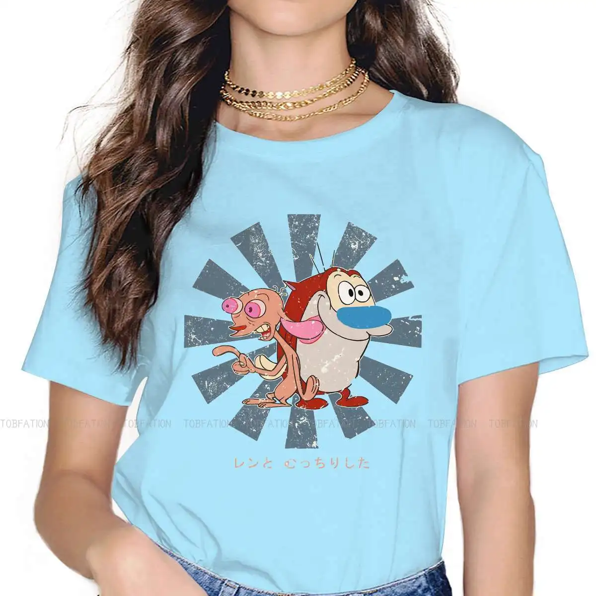 Cool and Simple 5XL TShirt The Ren Stimpy Show Comedy Fantasy Style Streetwear T Shirt Female Short Sleeve Unique Gift Clothes