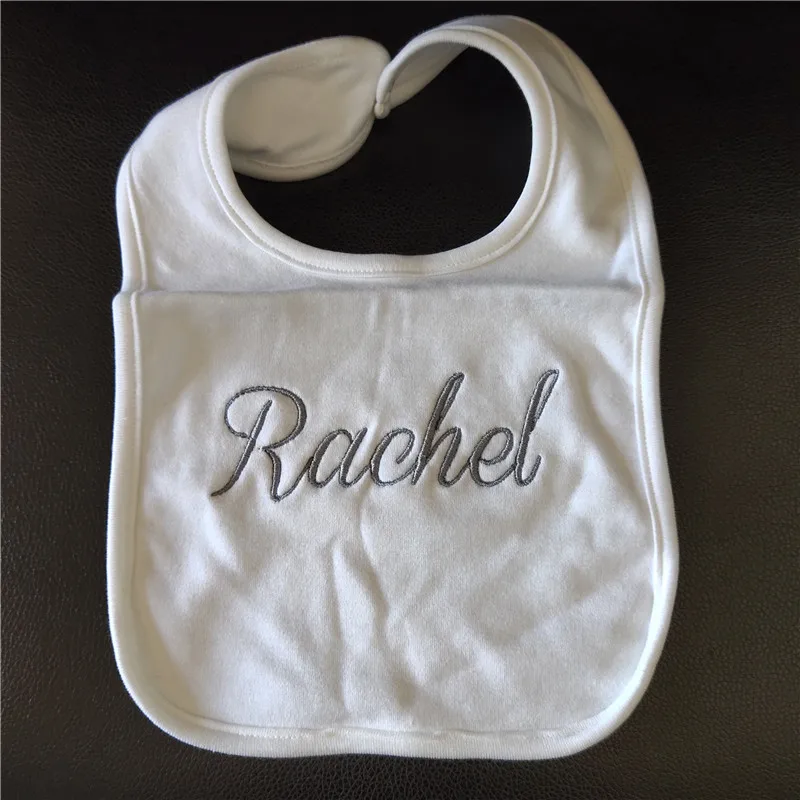 Name Personalised Baby bib 100% cotton White Plain Newborn Baby Saliva Bib Funny Birthday Gift For Baby Anniversary shower gift