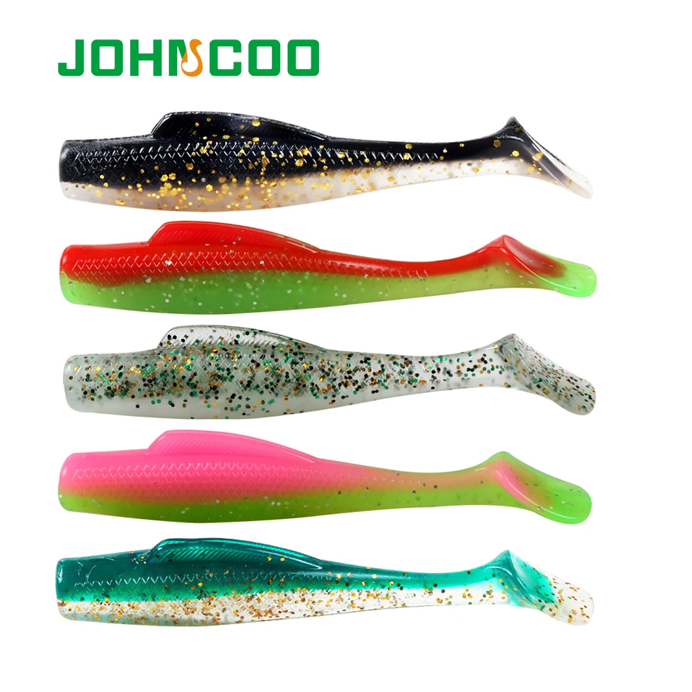 Johncoo 6Pcs/12Pcs Tpr Zacht Aas 80Mm 4.8G Zachte Peddel Staart Swimbait Vissen Lokt Kunstmatige siliconen Aas Wobblers Zachte Kunstaas