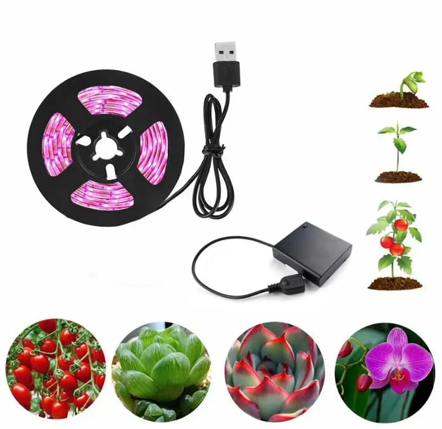 LED Phyto Lamps 5V Full Spectrum LED Grow Light 5050 Strip LED Fitolampy Grow Lights USB/battery For Greenhouse Hydroponic plant