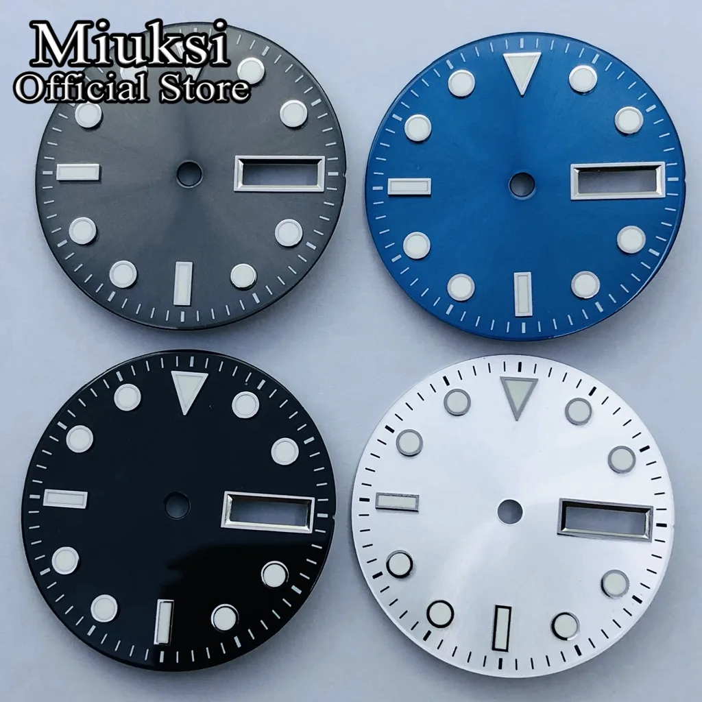 Miuksi 29mm watch dial C3 luminous dial fit NH36 movement