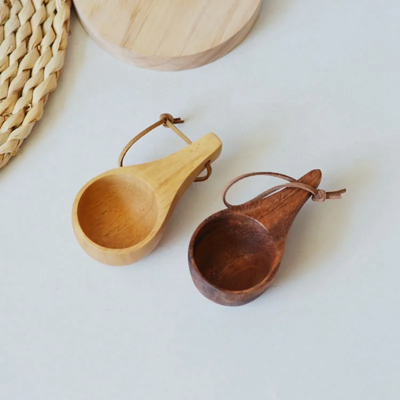 1Pc Small Acacia Wooden Spoon Scoop Tea Honey Coffee Condiment Salt Sugar Spoon Cooking Tools Kitchen Gadgets