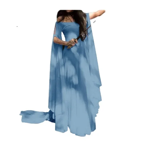 Plus Size S-5XL European Renaissance Medieval Thin Dress Plus Carnival Halloween Costume for Women Festival Cosplay Party Dress