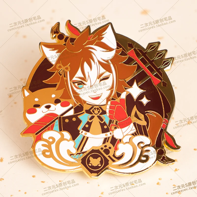 Game Genshin Impact Diluc Ragnvindr Kaeya Scaramouche Metal Badge Button Brooch Pins Collection Anime Souvenir Cosplay