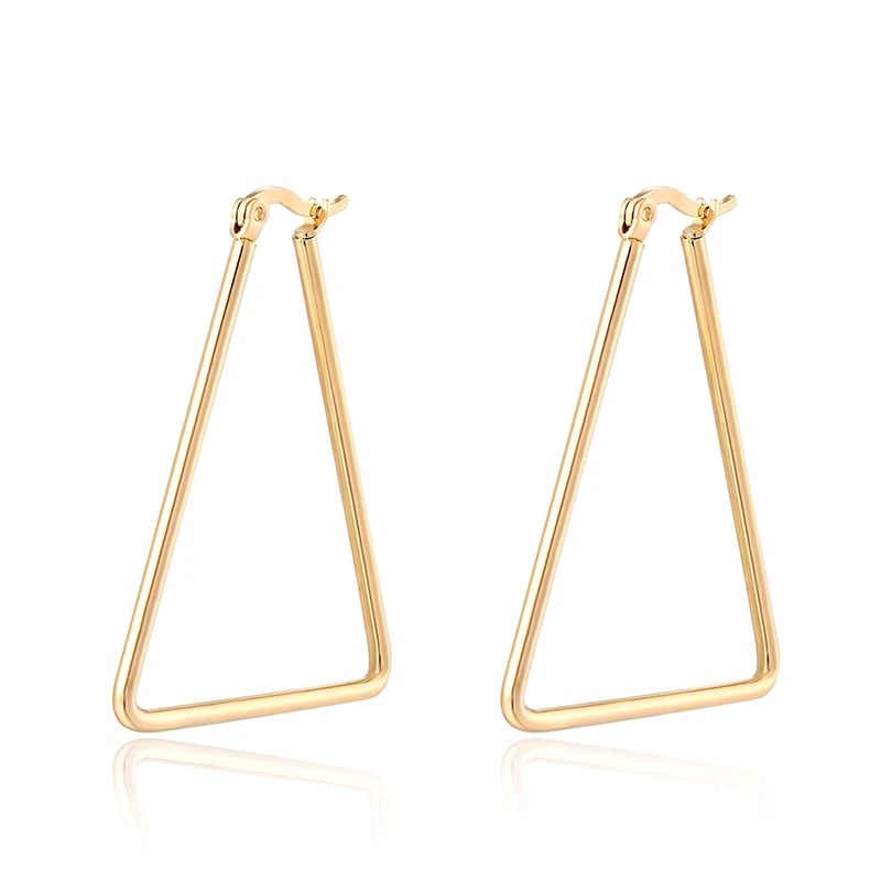 Hot lady 316L Medical Stainless Steel Anti-allergic Creative Hoop Earrings  Triangular Square Earring Fashion Women girl Jewelry