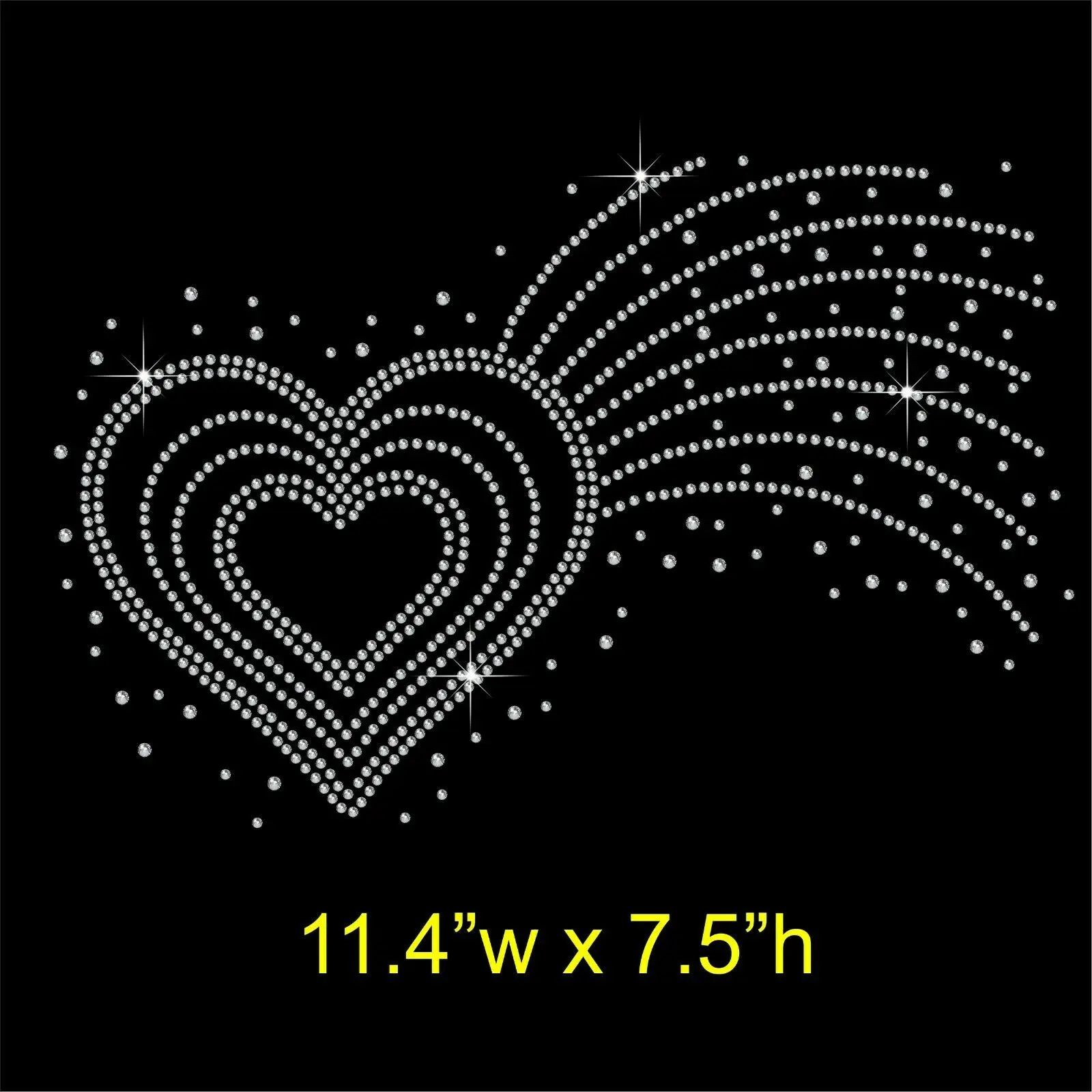 

2pc/lot Star flying heart hot fix rhinestone transfers iron on rhinestone transfer designs hot fix rhinestone applique